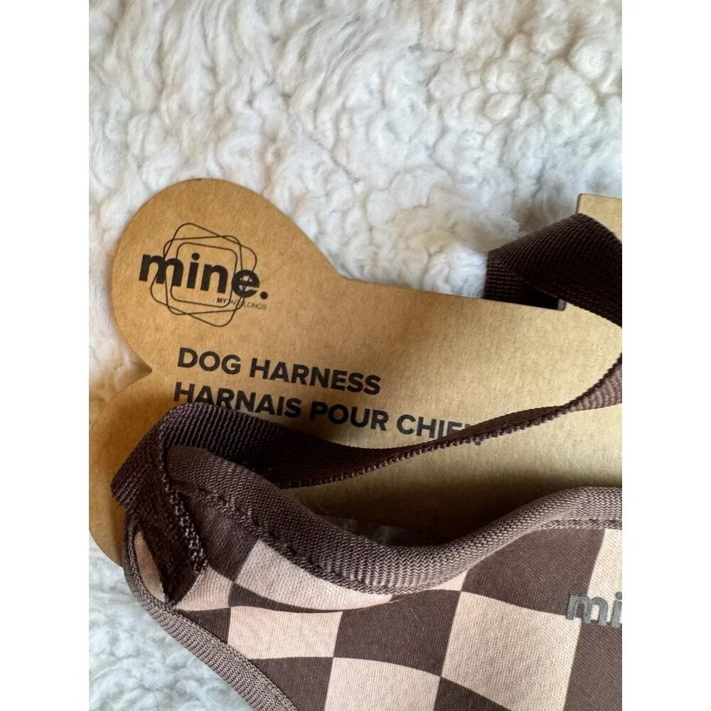Nordstrom MINE Medium Large 25-65 LB Dog Harness Brown Cream Checkerboard NEW